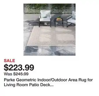 Wayfair Parke Geometric Indoor/Outdoor Area Rug for Living Room Patio Deck Front Porch Kitchen, Grey/Ivory offer