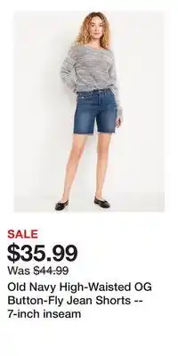 Old Navy Old Navy High-Waisted OG Button-Fly Jean Shorts -- 7-inch inseam offer