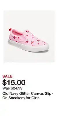 Old Navy Old Navy Glitter Canvas Slip-On Sneakers for Girls offer