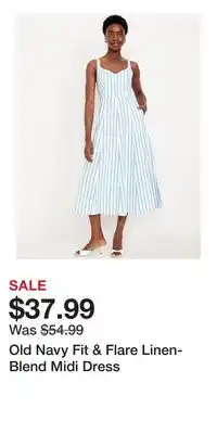 Old Navy Old Navy Fit & Flare Linen-Blend Midi Dress offer