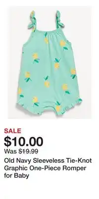 Old Navy Old Navy Sleeveless Tie-Knot Graphic One-Piece Romper for Baby offer