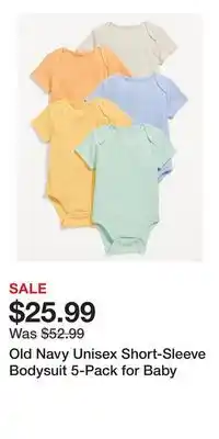 Old Navy Old Navy Unisex Short-Sleeve Bodysuit 5-Pack for Baby offer