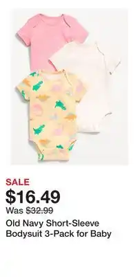 Old Navy Old Navy Short-Sleeve Bodysuit 3-Pack for Baby offer