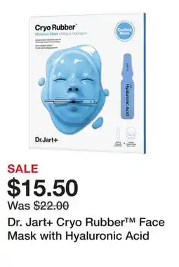 Sephora Dr. Jart+ Cryo Rubber Face Mask with Hyaluronic Acid offer