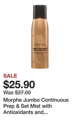 Sephora Morphe Jumbo Continuous Prep & Set Mist with Antioxidants and Ceramides offer