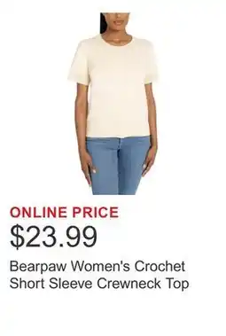 Costco Bearpaw Women's Crochet Short Sleeve Crewneck Top offer