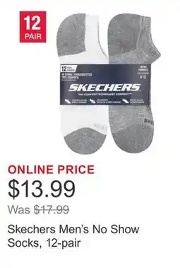 Costco Skechers Men's No Show Socks, 12-pair offer