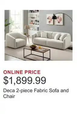 Costco Deca 2-piece Fabric Sofa and Chair offer