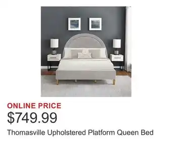 Costco Thomasville Upholstered Platform Queen Bed offer