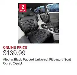 Costco Alpena Black Padded Universal Fit Luxury Seat Cover, 2-pack offer