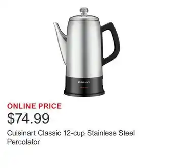 Costco Cuisinart Classic 12-cup Stainless Steel Percolator offer