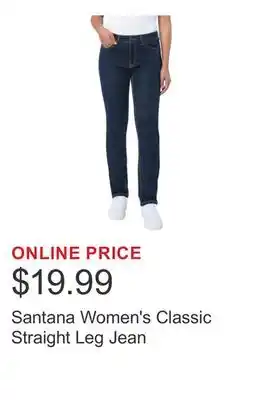 Costco Santana Women's Classic Straight Leg Jean offer