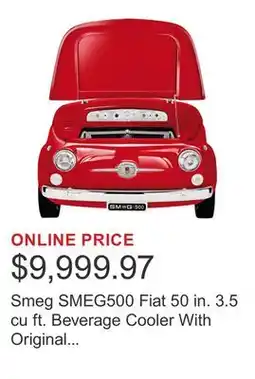 Costco Smeg SMEG500 Fiat 50 in. 3.5 cu ft. Beverage Cooler With Original Fiat 500 Parts offer