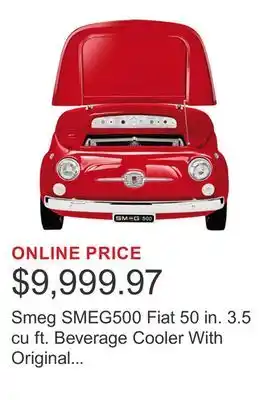 Costco Smeg SMEG500 Fiat 50 in. 3.5 cu ft. Beverage Cooler With Original Fiat 500 Parts offer