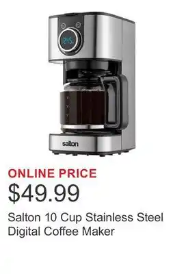 Costco Salton 10 Cup Stainless Steel Digital Coffee Maker offer