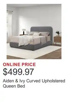 Costco Aiden & Ivy Curved Upholstered Queen Bed offer