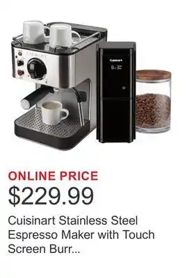 Costco Cuisinart Stainless Steel Espresso Maker with Touch Screen Burr Mill Coffee Grinder offer