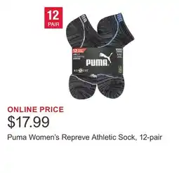 Costco Puma Women's Repreve Athletic Sock, 12-pair offer