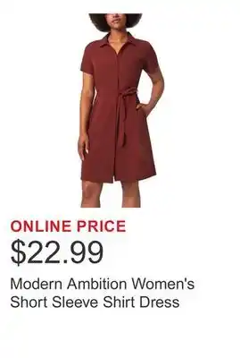 Costco Modern Ambition Women's Short Sleeve Shirt Dress offer