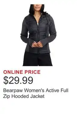 Costco Bearpaw Women's Active Full Zip Hooded Jacket offer