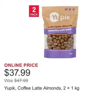 Costco Yupik, Coffee Latte Almonds, 2 × 1 kg offer