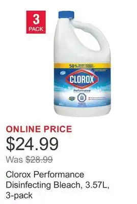 Costco Clorox Performance Disinfecting Bleach, 3.57L, 3-pack offer