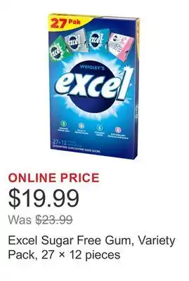 Costco Excel Sugar Free Gum, Variety Pack, 27 × 12 pieces offer