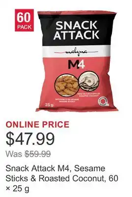 Costco Snack Attack M4, Sesame Sticks & Roasted Coconut, 60 × 25 g offer