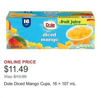 Costco Dole Diced Mango Cups, 16 × 107 mL offer