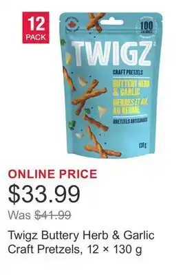 Costco Twigz Buttery Herb & Garlic Craft Pretzels, 12 × 130 g offer