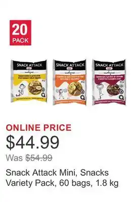 Costco Snack Attack Mini, Snacks Variety Pack, 60 bags, 1.8 kg offer