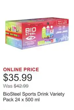 Costco BioSteel Sports Drink Variety Pack 24 x 500 ml offer