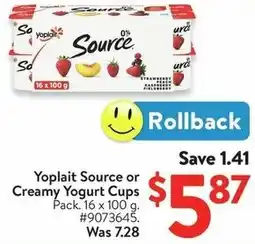 Walmart Yoplait Source or Creamy Yogurt Cups offer