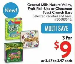 Walmart General Mills Nature Valley, Fruit Roll-Ups or Cinnamon Toast Crunch Bars offer