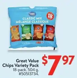 Walmart Great Value Chips Variety Pack offer