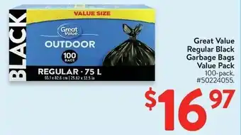 Walmart Great Value Regular Black Garbage Bags Value Pack offer