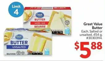 Walmart Great Value Butter offer