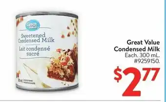 Walmart Great Value Condensed Milk offer