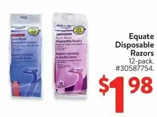 Walmart Equate Disposable Razors offer