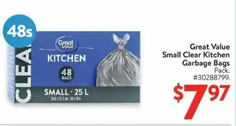 Walmart Great Value Small Clear Kitchen Garbage Bags offer