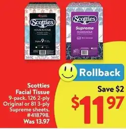 Walmart Scotties Facial Tissue offer