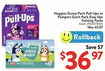 Walmart Huggies Econo Pack Pull-Ups or Pampers Giant Pack Easy Ups Training Pants offer