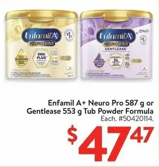 Walmart Enfamil A+ Neuro Pro 587 g or Gentlease 553 g Tub Powder Formula offer