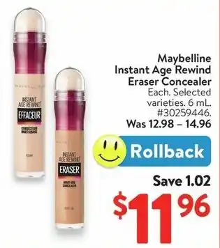 Walmart Maybelline Instant Age Rewind Eraser Concealer offer