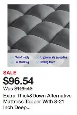 Bed Bath & Beyond Extra Thick&Down Alternative Mattress Topper With 8-21 Inch Deep Pocket offer