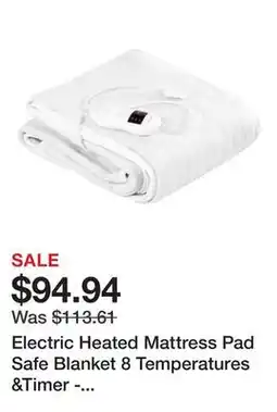 Bed Bath & Beyond Electric Heated Mattress Pad Safe Blanket 8 Temperatures &Timer - White offer