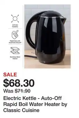 Bed Bath & Beyond Electric Kettle - Auto-Off Rapid Boil Water Heater by Classic Cuisine offer