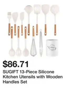 Bed Bath & Beyond SUGIFT 13-Piece Silicone Kitchen Utensils with Wooden Handles Set offer