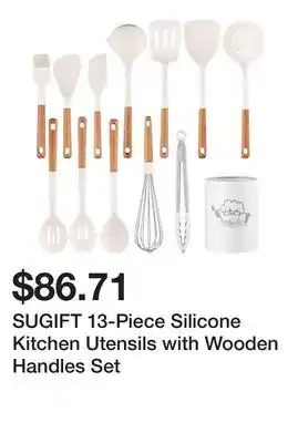 Bed Bath & Beyond SUGIFT 13-Piece Silicone Kitchen Utensils with Wooden Handles Set offer