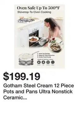 Bed Bath & Beyond Gotham Steel Cream 12 Piece Pots and Pans Ultra Nonstick Ceramic Cookware Set with Stay Cool Handles offer